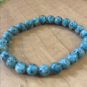 340B. K2 Jasper Blue Granite Beaded Bracelet